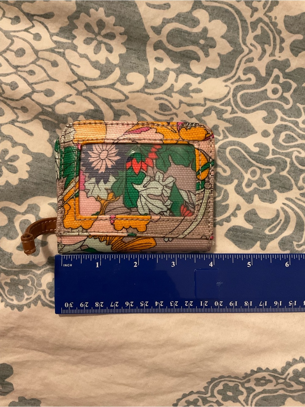 Sakroots Floral Multicolor Card Holder Wallet - Green, Yellow, Pink, Gray